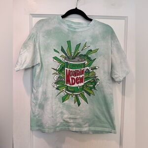 Mountain Dew Ya Hoo Vintage Style Tie Dye Green Tee Shirt Size Large